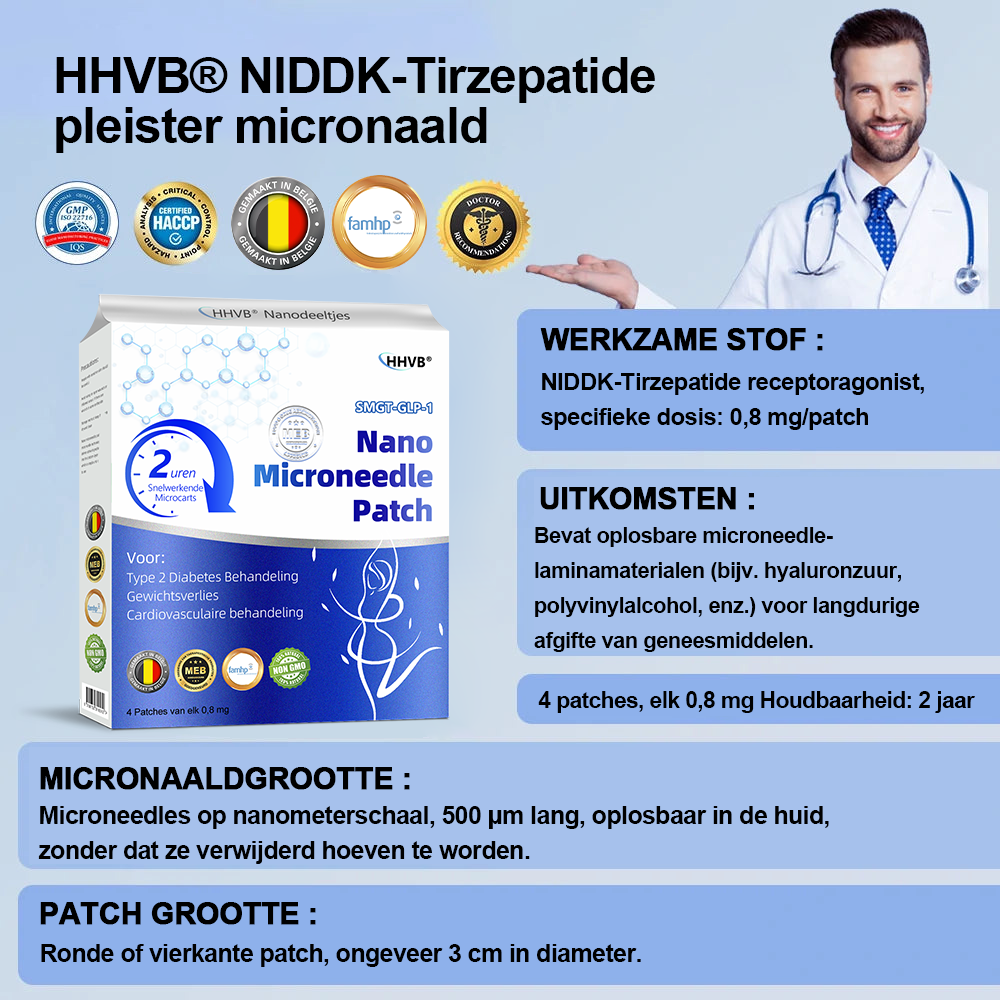 【Laatste dag promotie: 70% KORTING👩⚕️】𝐇𝑯𝑽𝐁® Nano Microneedle Patch 👨⚕️(Geen pijn, 24/7 afgifte | Verlies 10 kg SNEL | 90% suikerverlaging | )