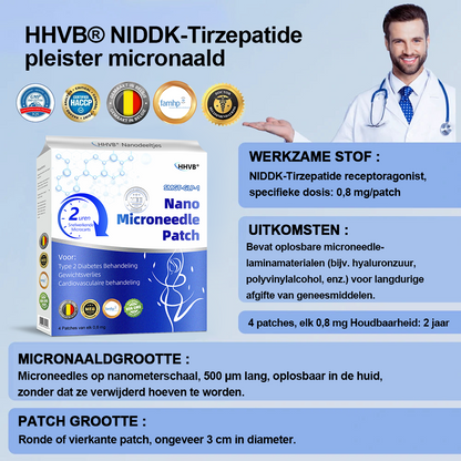 【Laatste dag promotie: 70% KORTING👩‍⚕️】𝐇𝑯𝑽𝐁® Nano Microneedle Patch 👨‍⚕️（Geen pijn, 24/7 afgifte | Verlies 10 kg SNEL | 90% suikerverlaging | ）